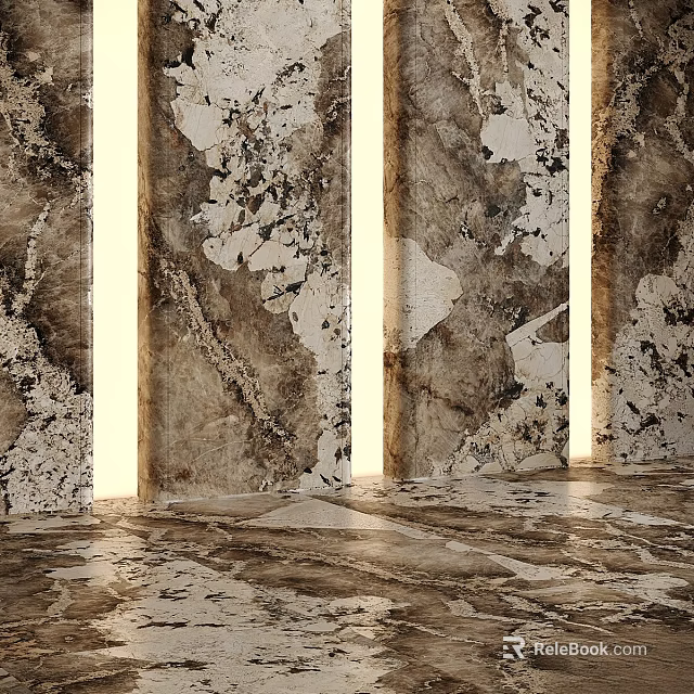 Decorative Marble Wall Panels and Floor Components with Built-in Lights and Natural Stone Texture 3d model 