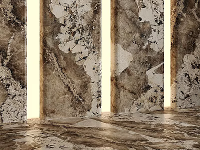 Decorative Marble Wall Panels and Floor Components with Built-in Lights and Natural Stone Texture 3d model