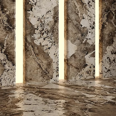 Decorative Marble Wall Panels and Floor Components with Built-in Lights and Natural Stone Texture 3d model