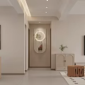 Soft Cream Tone Modern Open Dining And Living Room Interior Design With Warm Ambient Lighting