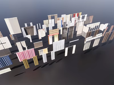 Modern curtain fabric furnishings home decoration 3d model