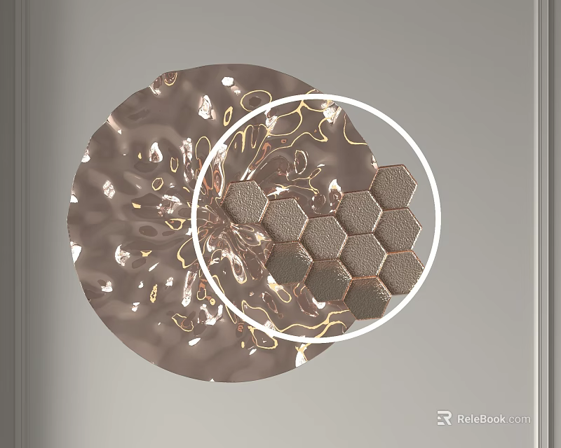 Elegant Pendant With Hexagonal Pattern And Golden Intricate Floral Design Details 3d model 