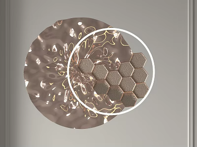 Elegant Pendant With Hexagonal Pattern And Golden Intricate Floral Design Details 3d model