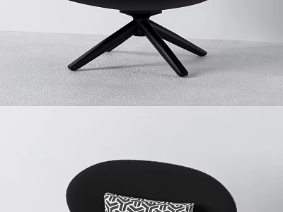Black Single Sofa With Geometric Pattern Cushion And Metal Legs Design 3d model