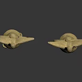 Pair Of Golden Winged Bell Shaped Decorative Ornaments With Classic Design