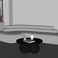 Minimalist Modern Large Sectional Sofa In Living Room With Round Coffee Table 3d model
