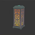Traditional Chinese Lantern With Intricate Cutout Patterns And Warm Yellow Red Light