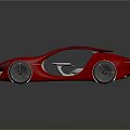 Red Futuristic Concept Car With Sleek Design Transparent Roof And Open Doors
