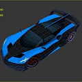 Blue And Black Sleek Sports Car With Rear Spoiler Blue Wheels And Modern Design