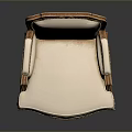 Classical Wooden Armchair With Carved Frame And Cream Upholstered Seat