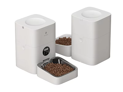 Smart Automatic Pet Feeding Machines With Food Trays And Containers 3d model