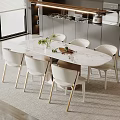 Elegant Modern Dining Table Set With White Chairs Marble Top Gold Legs For Kitchen Space