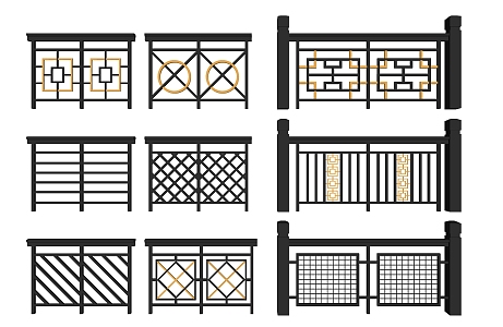 Modern Railing Metal Villa Railing 3d model