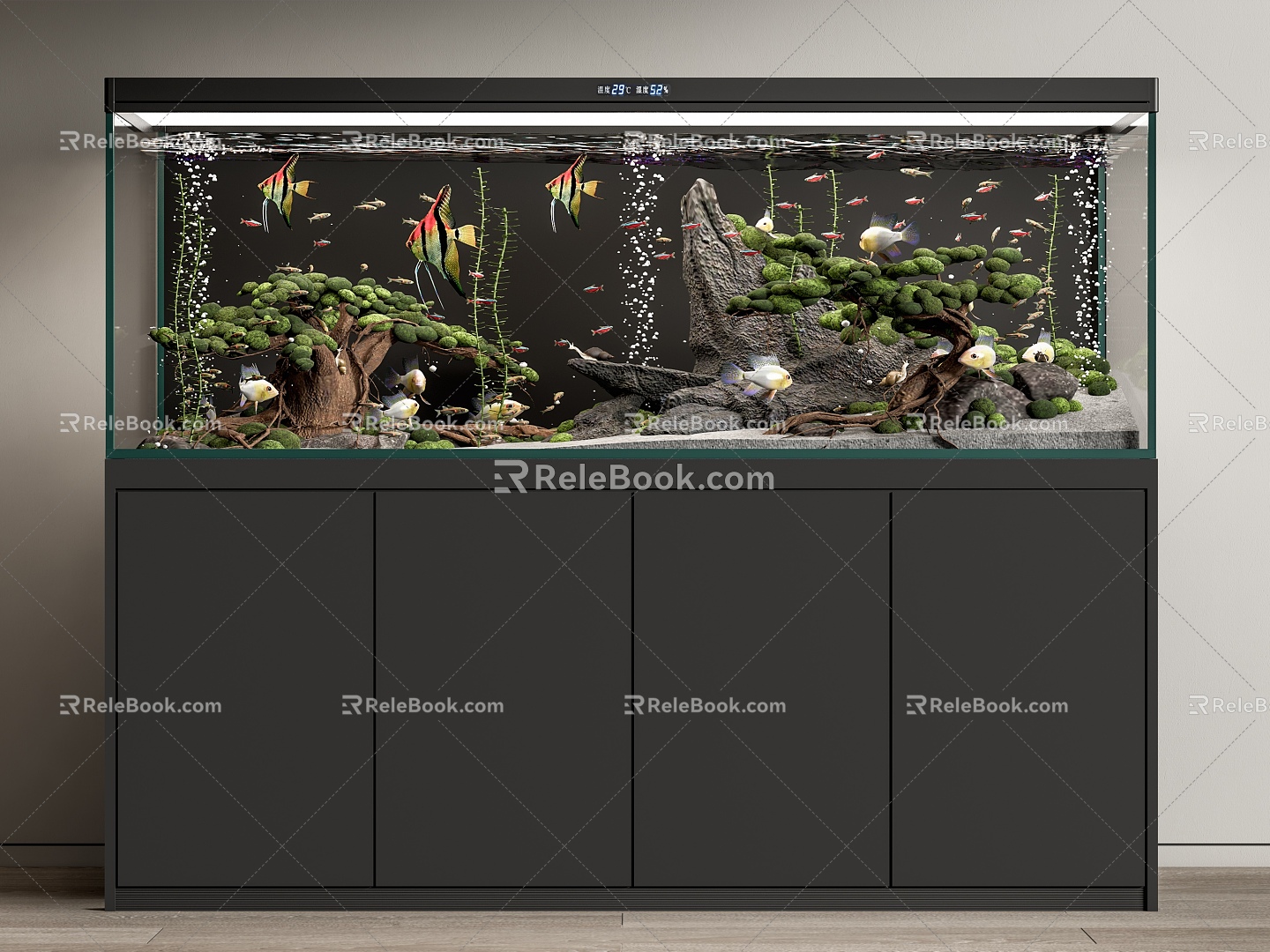 Modern fish tank aquarium tropical fish ornamental fish rockery stone shoe cabinet decorative cabinet 3d model