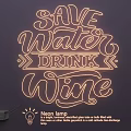 Decorative Neon Lighting Set with Save Water Drink Wine Lettering for Home Bar Decor