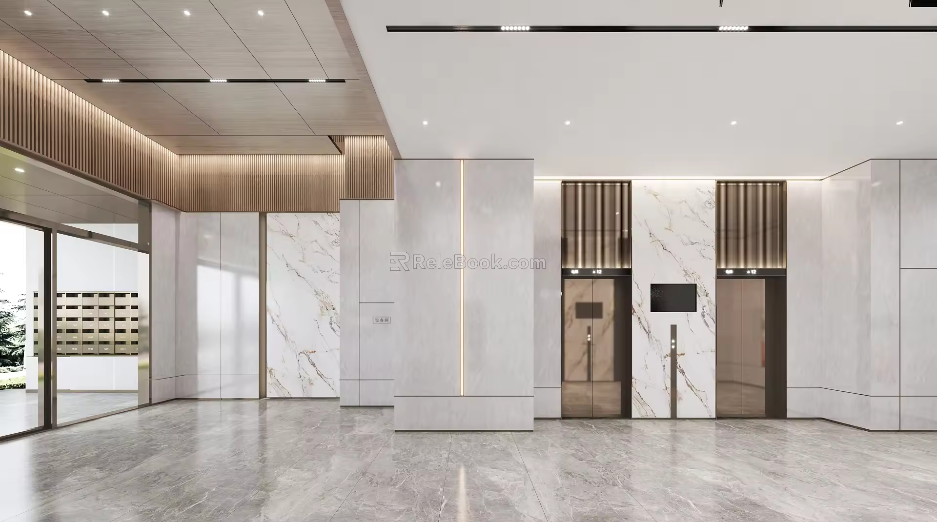 modern elevator hall 3d model