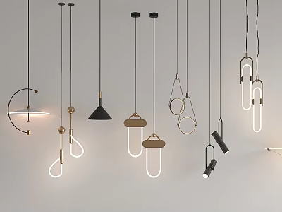 Modern Pendant Lights With Various Contemporary Designs And Metal Hanging Fixtures 3d model
