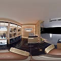 Panasonic Specialty Store Modern Interior With Electrical Appliances Display Area Wooden Showcases And Green Plants