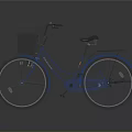 Stylish Blue Bicycle With Black Basket Seat And Reflection On Gray Background