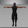 3D Model Of Tactical Character Wearing Helmet Mask Black Vest Pants And Boots Arms Outstretched