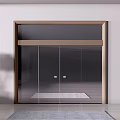 Modern Interior Sliding Glass Door With Gold Frame Gray Rug And Wooden Floor