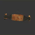 Traditional Ethnic Hat With Black Base Red Orange Geometric Patterns And Tassel Decorations