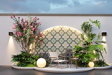 Modern Landscape Plant Landscaping Commercial Camping Chair Spring Feather Lagerstroemia indica Plants Green Plants 3d model