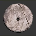 Round Textured Cracked Stone Object With Central Hole On Dark Background 3d model