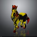 Yellow Toy Pony Featuring Red Mane Tail Blue Eyes Decoration And Red Hooves