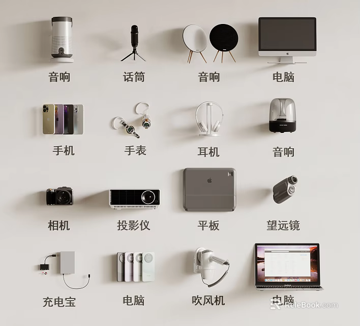 Modern Computer Laptop And Tablet Devices With Essential Tech Accessories 3d model