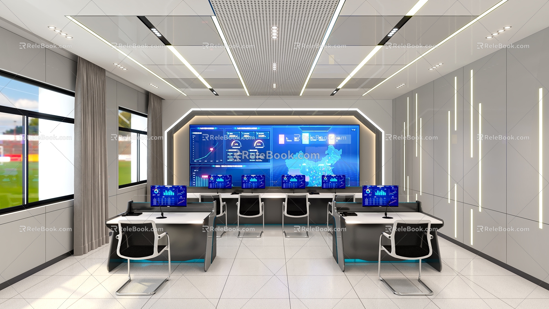 Monitoring Room Monitoring Hall Console Technology 3d model