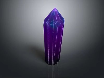 Purple Geometric Prism 3D Rendering With Line Details Shiny Surface And Gradient Colors 3d model