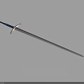 Elegant Long Blade Sword With Blue Hilt And Metal Accents Design