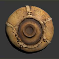 Artistic Sculpture Carving Of Clay Pot With Woven Rope Decoration Orange Yellow Texture And Base