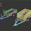 Two Heavy Duty Utility Trailers with Metal Frame Mesh Sides and Wooden Floor