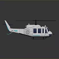 Modern White 3D Helicopter Model With Blue Rotor Blades And Windows