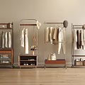 Contemporary Clothing Racks With Hanging Apparel Accessories Storage Baskets Drawers And Wheels