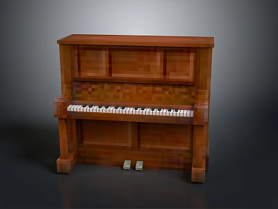 Classic Wooden Upright Piano Musical Instrument With White Keys And Pedals 3d model