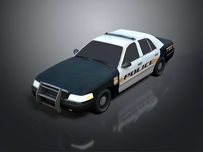 Classic Black And White Police Car With Patrol Vehicle Design Elements 3d model