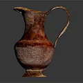 Elegant Red And Gold Textured Wine Pitcher With Handle On Gray Background 3d model