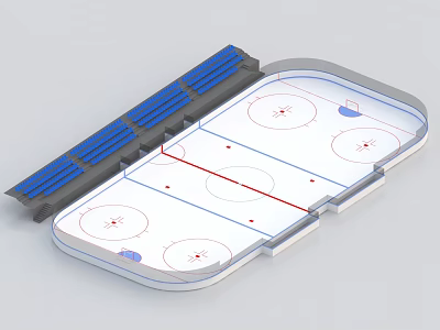 Ice Hockey Rink Design With Blue Seating And Training Layout For Sports Fitness 3d model