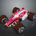 Pink And White Racing Car With Large Tires And Stylish Modern Design