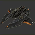Futuristic Sci Fi Spaceship Model With Black Orange Sleek Design And Detailed Structure