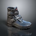 Black Leather Outdoor Boots With Adjustable Straps Buckles And Non Slip Sole Design