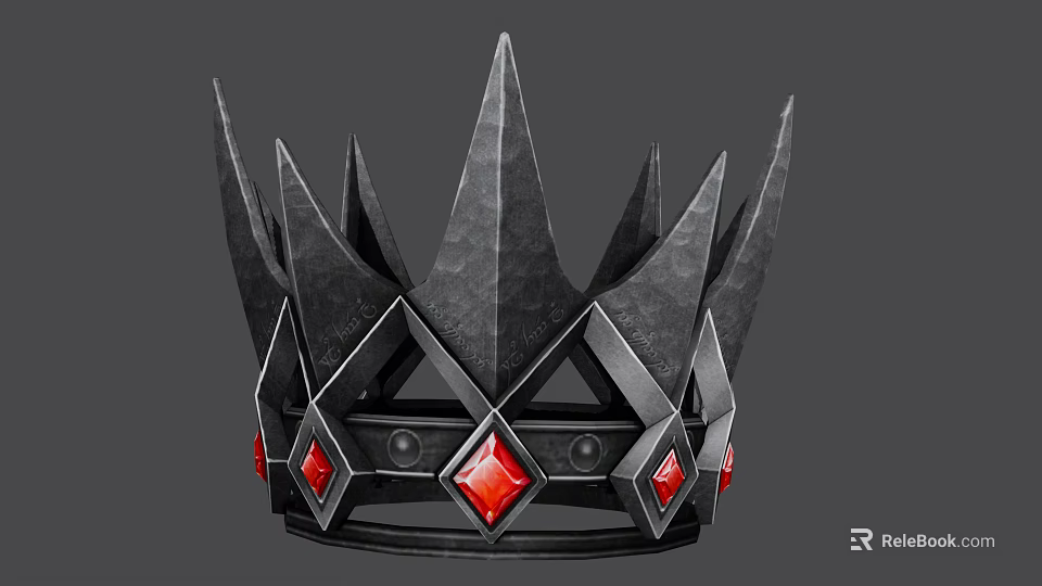 Black Geometric Crown Jewelry Adorned With Red Gemstones And Modern Design 3d model 