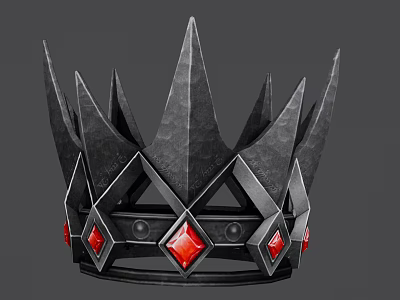 Black Geometric Crown Jewelry Adorned With Red Gemstones And Modern Design 3d model