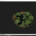 Fresh Ripe Green Apples Filled in Golden Bowl on Gray Background