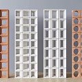Modern Room Dividers With Wooden White Copper Grid And Circular Cutout Designs