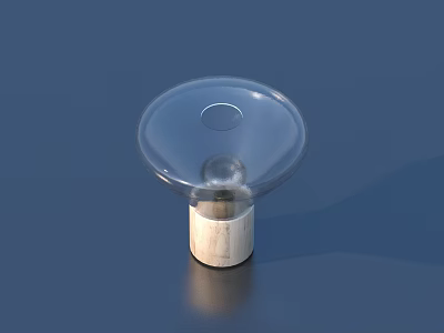Transparent Glass Decorative Object With Round Top And Wooden Base 3d model