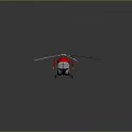 Red Helicopter Model With Rotors And Detailed Design On Dark Background